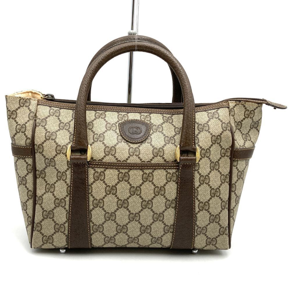 GUCCI GG Supreme Leather Handbag, Brown, Women's, Vintage
